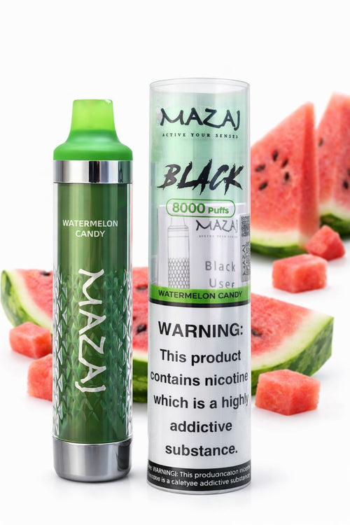 MAZAJ Black Disposable Vape 8000 Puffs – Watermelon Candy Flavor | Long Lasting Premium Vape